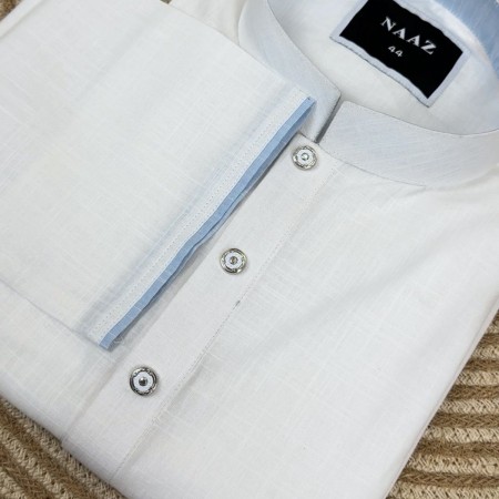 Naaz Premium Remi Cotton Panjabi – White Pearl